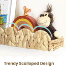 AELS Scalloped Nursery Bookshelf, Set of 2, Picture Ledge Shelf for Wall Decor, Woven Natural Water Hyacinth Floating Shelves for Books, Toys, Photo Frames, Nursery, Boho Modern Farmhouse Book Shelf by TinyTreasures Baby Boutique