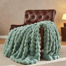 Lotus Karen Faux Fur Throw Blanket Sage Green - Big Bubble Rabbit Fluff Blanket for Couch Bed Sofa,Softest Fluffy Fuzzy Cozy Blanket, Plush Thick Furry Shaggy Warm Blankets for Women,50x60 Inches by CozyNest Decor