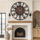 Maxstar Large Round Wall Clock for Living Room Decor Battery Operated Non Ticking Black Metal Wood Clocks for Home Living Room Garden Office Kitchen Decoration -40inch by CozyNest Decor