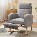 NIOIIKIT Nursery Rocking Chair, Corduroy Upholstered Rocking Chair with Adjustable Footrest, Tufted Rocker Chair with Side Pocket, Glider Rocker for Living Room, Bedroom (Gray Modern) by TinyTreasures Baby Boutique