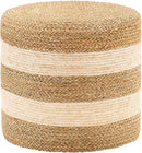 Handwoven Ottoman Pouf, Natural Seagrass Footstool, Round Braided Outdoor Seat with Sturdy Frame, Boho Accent Stool for Patio, Balcony, or Garden (Seagrass White) by CozyNest Decor