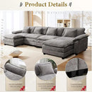 URRED Modular Sectional Sofa Comfy Cloud Couch, Modern Chenille Sofa Sleeper Deep Seat Couches with Ottoman/Pillows for Living Room (Gray, 154'' - U Shape) by CozyNest Decor