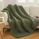 WESHIONGOO Chunky Knit Blanket Throw 50"×60" Knitted Throw Blankets for Couch Bed Fluffy Soft Blanket with Jumbo Chenille Yarn Thick 100% Handmade (Olive Green) by CozyNest Decor