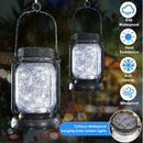 Mlambert Cool White 4 Pack Solar Hanging Mason Jar Lights with Stakes, Waterproof Decorative 30 LEDs Outdoor Solar Lantern Lamp Patio Garden Tree Yard by CozyNest Decor