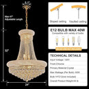 14 - Light Unique Empire Crystal Chandelier with Adjustable Chain for High Ceiling Foyer Entryway Living Room Dining Room Bedroom Gold Finish by CozyNest Decor