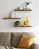 BAYKA Floating Shelves for Wall, 22.5 inches Wall Mounted Rustic Wood Shelves for Bathroom, Bedroom, Living Room, Floating Shelves for Books/Storage/Decor(Rustic Brown,Set of 3) by CozyNest Decor