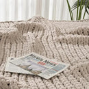 Esterra Chunky Knit Blanket Throw 50"x60", 100% Hand Knitted Chenille Throw Blanket, Cozy Soft Thick Cable Knit Throw Large Rope Knot Crochet Throw Blanket for Sofa Couch Bed, Linen Beige by CozyNest Decor