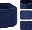 Small Storage Baskets for Organizing | Closet Organizer Bins | Shelf Toy Basket | Woven Rope Baskets | Cube Decorative Box | Shallow Basket | 11.5x7.5x4.7” | 4 Packs Navy Blue by CozyNest Decor
