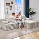 Hobestluk 96“ Modular Sectional Sofa Couches L-Shape Couch 3 Seat Modular Sofa Sectional Couches for Living Room, Cloud Couch with Oversized Chaise (Greygreen, Checked (Right Facing Chaise)) by CozyNest Decor