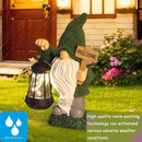 Garden Gnome Statue Solar Light Outdoor Decorations Figurine Welcome Sign with Lantern Sculpture Garden Decor Lawn Patio Yard Porch Outside Housewarming Gifts for Women Mother's Day Grandma by GreenHaven Gardens