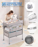 Baby Changing Table, Versatile Folding Changing Table, Waterproof Diaper Changing Station, Adjustable Height with 2 Drawers,Baby Changing Station, Mobile Nursery for Infant and Newborn by TinyTreasures Baby Boutique