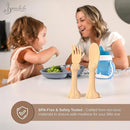Made in USA Spoon la la Toddler Utensils Set - 2 Pack (1 Spoon & 1 Fork for Kids) - Self-Standing 3D Ergonomic Cat & Dog Handles - BPA-free, Dishwasher Safe, Baby Silverware (Yellow) by TinyTreasures Baby Boutique