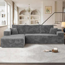 104" Cloudy Sectional L Shaped Couch for Living Room, No Assembly Required, Modular Comfy Sofa with Deep Seat, Fluffy Couch with Sleeper Chaise for Apartment Lounge (Grey) by CozyNest Decor