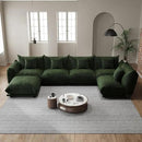 Modern Minimalist Chenille Modular Sectional Sofa, Oversized Deep-Seat U-Shaped Couch with Movable Ottoman, Thick Cushions, Upholstered Sofa for Living Room, Bedroom, Office, Apartment Green 1 Ottoman by CozyNest Decor