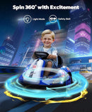 ELEMARA 12V Kids Bumper Car with Big Wheel, 2.2 Mph Max, Toddler Bumper Cars with Remote, Baby Bumping Toy Car with DIY Stickers,360 Degree-Spin, Music, Bluetooth,LED Lights, Blue by TinyTreasures Baby Boutique