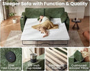 CHIC HOUSE Pull Out Sofa Bed, Full Size Sleeper Sofa, 2-in-1 Convertible Corduroy Couch with USB Charging, Memory Form Couch for Living Room, Apartment and Small Space (Green, Chenille - Queen Size) by CozyNest Decor