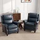UIXE Pushback Recliner Chair, Faux Leather Armchair Overstuffed Accent Chair for Living Room, Rivet Trim Club Chair Home Theater Single Sofa Bedroom Side Reading Seat - Navy Blue by CozyNest Decor