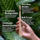 PRIMALS Boar Bristle & Bamboo Toothbrush (4-Pack) - Premium Boar Bristles - Fully Biodegradable - Plastic & Nylon Free - Quick Dry Design by CozyNest Decor