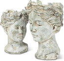 Abbott Collection Goddess Head Planter - Small Cement Indoor and Outdoor Planter Pot - Grecian Woman Statue Head Planter for Flowers and Succulents (Grey, 3.5" Opening) by GreenHaven Gardens