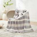 Snuggle Sac Grey Stripe Knitted Throw Blanket for Couch, Reversible Super Soft Warm Blankets Cozy Knit Fuzzy Plush Lightweight Throws for Sofa, Bed, Stripe Grey, 50 x 60 inches by TinyTreasures Baby Boutique