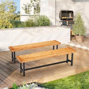 AVAWING Outdoor Wood Benches Set of 2, Patio Wooden Picnic Bench Waterproof, Backless Long Garden Park Chair for Porch, Balcony and Deck, Natural by CozyNest Decor
