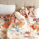 Boho Throw Blanket, 100% Organic Cotton Breathable Soft Lightweight All Season Rustic Bed Throw - Floral Bird Farmhouse Decor Blanket for Sofa Couch Chair Quilt and Gift. 60" x 80" by CozyNest Decor