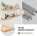 Fun Memories Solid Oak Wood Floating Shelves, 9.3 Inch Deep Natural Wood Shelf with Invisible Heavy Duty Bracket for Bathroom Bedroom Kitchen - 48inch Set of 1, Natural by CozyNest Decor