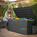 100 Gallon Outdoor Deck Box,Storage Lockable Waterproof Patio Furniture,Garden Tools,Cushions,Pool Accessories Outside Storage Resin Box(Black) by CozyNest Decor
