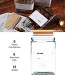 27 oz Glass Storage Jars with Bamboo Lid, set of 6, glass canisters with airtight lids, Clear jars with lids for Cookie, Candy, Tea, Coffee Bean and Rice (White) by CozyNest Decor