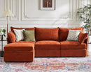 102.6" Modular Sectional Sofa, Oversized 3-Seater Terracotta Orange Couch with Removable Chenille Fabric Cover, Deep Seat & High Backrest for Living Room, Office & Apartment by CozyNest Decor