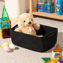 Small Storage Baskets for Organizing | Closet Organizer Bins | Shelf Toy Basket | Woven Rope Baskets | Cube Decorative Box | Shallow Basket | 13x8.5x5.1” | 4 Packs Black by GreenHaven Gardens