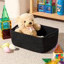 Small Storage Baskets for Organizing | Closet Organizer Bins | Shelf Toy Basket | Woven Rope Baskets | Cube Decorative Box | Shallow Basket | 13x8.5x5.1” | 3 Packs Black by CozyNest Decor