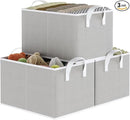 Closet Storage Bins, Fabric Closet Organizers and Storage Basket for Shelves, Collapsible Shelf Baskets for Organizing Shelves, Bedroom Clothes Basket, Gray, 3 Pack by CozyNest Decor