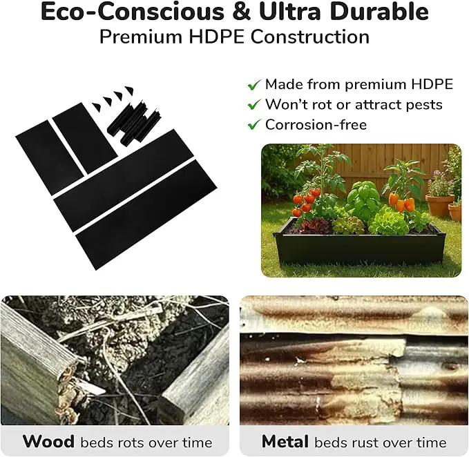 Raised Garden Bed - 2x4 ft Planter Box - Black HDPE - No Tools Needed - DIY Kit for Urban Gardening, Flowers, Herbs & Vegetables - Made in The USA, photo 5 of 9