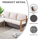 Outdoor Wicker Patio Furniture Set - 5 Piece Patio Conversation Set with 2 Wicker Armrest Chairs,2 Rattan Ottoman and 1 Couch,Sturdy Frame,Thick Cushions,Deep Seating(Brown/Beige) by CozyNest Decor