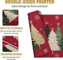 Red Christmas Tree Placemats Set of 4, 12x18 Inch Xmas Trees Snowflakes Winter Holiday Place Mats Seasonal Washable Linen Table Mat for Indoor Outdoor Kitchen Dining Party Decor by CozyNest Decor