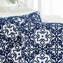 HWY 50 Navy Blue Decorative Throw Pillow Covers 18x18 Inch, Pack of 2 Embroidered Cotton Farmhouse Cushion Cover Pillow Case for Sofa Couch Living Room Bed Bedroon, Modern Pattern by CozyNest Decor