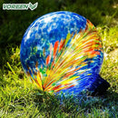 VOREEN 10-Inch Glass Gazing Ball, Outdoor Gazing Globe, Reflective Ball Yard Decoration for Homes, Patio, Lawn and Gardens, Gift for Mom Wife Friend, Phoenix Tail Design, Blue by CozyNest Decor