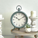 EMAX Home Vintage Green Rustic Retro Table Clock, Silent Non-Ticking, Battery Operated, 10.5"H, 7.28"W, Green Dial, Tabletop, Indoor, Kitchen by CozyNest Decor