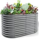 Land Guard 8x4x3ft Oval Galvanized Raised Garden Beds, Large-Capacity Metal Planter Box Outdoor, Durable Deep Raised Garden Bed 3ft Tall, Raised Beds for Gardening Vegetables, Modern Gray by GreenHaven Gardens