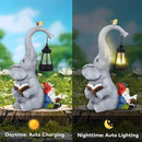 Solar Outdoor Garden Statues Lights, Elephant Figurines with Cute Gnome Garden Sculpture Decor, Luck Elephant Gifts for Woman Mother or Daughter, Unique Housewarming Gifts and Yard Decor by GreenHaven Gardens