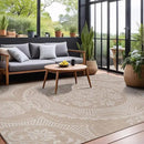 Medallion Outdoor Rug 5x7 Washable Outside Carpet for Indoor Patio Porch Waterproof Easy Cleaning Non Shedding Area Rugs Beige 5 x 7 by CozyNest Decor