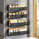 SONGMICS Magnetic Spice Rack for Refrigerator, Set of 4, 2 Large and 2 Small Kichen Magnetic Shelves for Microwave, Washing Machine, Spice Organizers, No Drilling Needed, Ink Black UKCS061B01 by CozyNest Decor