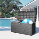 80 Plus Gallon Resin Deck Box, Waterproof Outdoor Storage Bin for Patio, Poolside, and Garden, Lockable & UV-Resistant, Ideal for Small Spaces, Black by GreenHaven Gardens