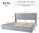 Allewie King Size Lift Up Storage Bed, Modern Wingback Headboard, Hydraulic Support, No Box Spring Needed, Grey Blue by CozyNest Decor