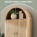 71" Tall Arched Bathroom Storage Cabinet, Modern Fluted Storage Cabinet w/Doors, 3 Adjustable Shelves, 6 Door Shelves, Wood Freestanding Cabinet for Bathroom, Entryway, Hallway, Natural by CozyNest Decor