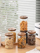 Kanwone Glass Storage Containers Set of 6, 28 Ounce Airtight Food Storage Containers with Bamboo lids, Clear Glass Jars for Pantry, kitchen, Flour, Sugar, Tea, Coffee, Snack, Cookies, Spice and Herbs by CozyNest Decor