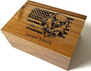 Personalized American Flag Gift Box - Engraved Memory Box, 5 Year Anniversary Wedding Gift for Men, Boyfriend, Acacia Wood Decorative Chest, Keepsake Boxes with Custom Hidden Message, 11x8x4.75 in by TinyTreasures Baby Boutique