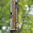 MIXXIDEA 1PK Metal Bird Feeders with 6 Feeding Ports,Tube Bird Feeder with Steel Hanger,Hard Plastic Wild Bird Feeder for Outdoors Hanging, Attracting Birds in Your Lawn, Garden, Balcony–Bronze by CozyNest Decor