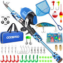 ODDSPRO Kids Fishing Pole Pink, Portable Telescopic Fishing Rod and Reel Combo Kit - with Spincast Fishing Reel Tackle Box for Girls, Youth by TinyTreasures Baby Boutique